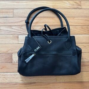 Clava Black Leather Shoulder Bag